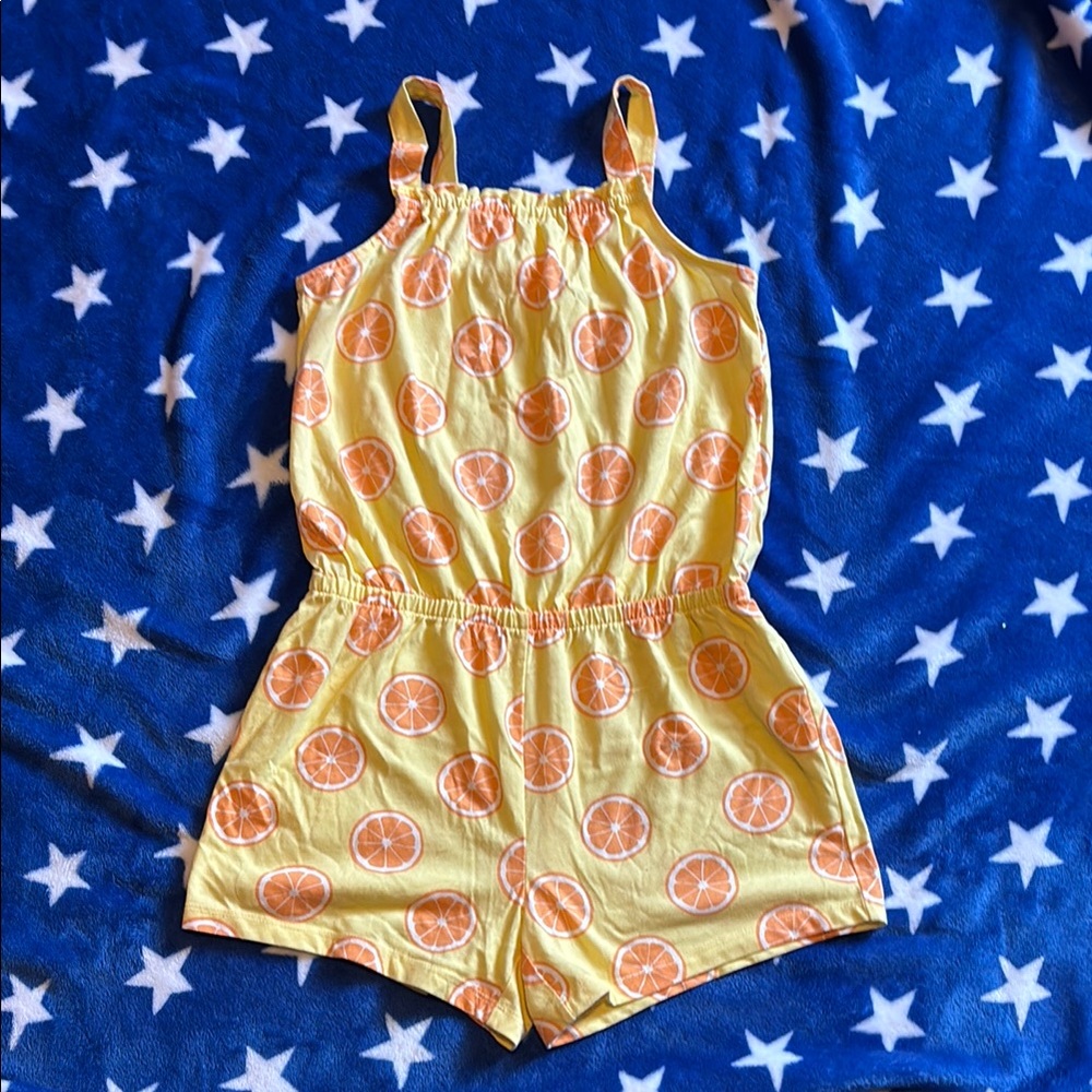 Kids Citrus Print Yellow Romper